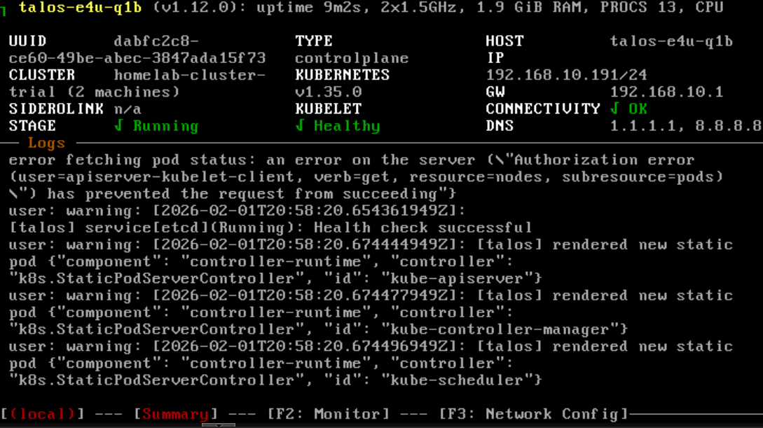 Control Plane Bootstrapped